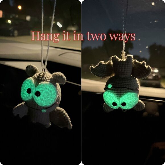Bat crochet, Glow in dark bat, Halloween bat, car hanging bat Halloween decor - Picture 4 of 11